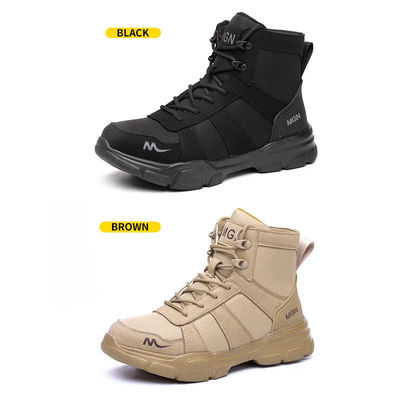 Mua Giày làm việc an toàn nhẹ màu vàng đen với ngón chân thép rộng / tấm Kevlar online manufacture