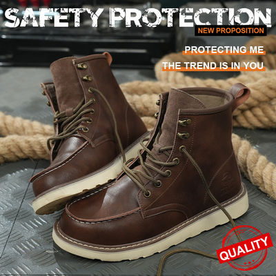 Mua Brown da bò cao su ghế an toàn giày an toàn chân thép chống đập Kevlar chống chứng minh công việc online manufacture
