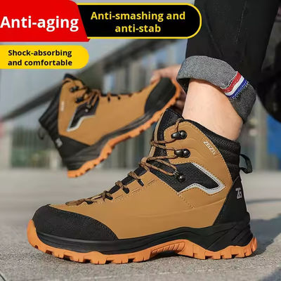 Mua Giày bảo hộ lao động OEM màu Nâu / Xanh lá / Đen bằng da Microfiber, mũi thép, đế giữa Kevlar, đế cao su online manufacture
