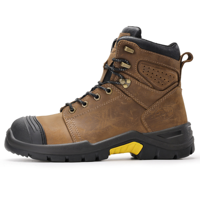 Mua Brown Microfiber Leather Security Work Boots with European Standard Steel Toe and Custom Logo Box Packaging online manufacture