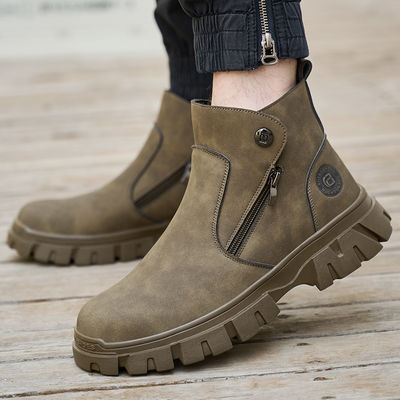 Mua Wheat Men's Welding Safety Shoes With Steel Toe Safety Boots Microfiber Leather Work Boots With Rubber Sole Anti-stab Kevlar Work Shoes online manufacture