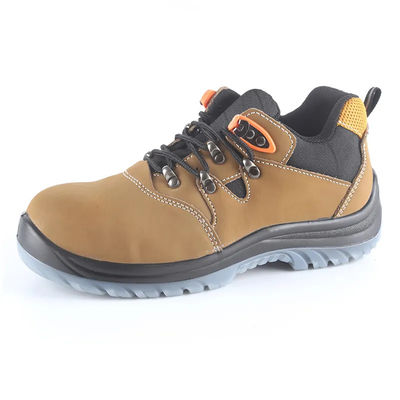 Giày an toàn xây dựng da Nubuck màu vàng với ngón chân thép và vỏ ngoài TPU