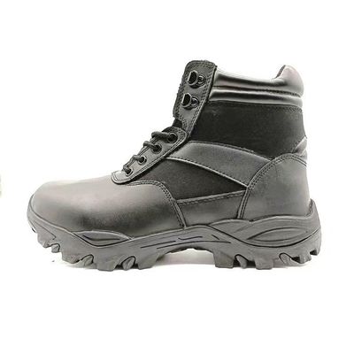 Round Toe Đen Mid Calf chiến đấu giày với thép ngón chân và thép bảo vệ ngón chân