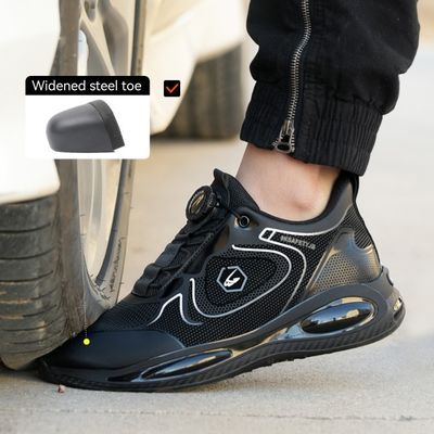 Giày an toàn nút xoay màu đen với Kevlar midsole và cao su