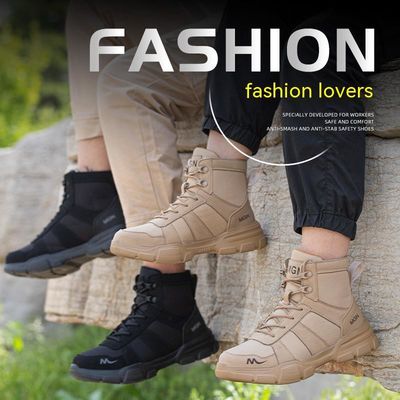 Giày làm việc an ninh Giày an toàn nam giới vải vi mô giày an toàn chân thép Kevlar Mid sole chống vỡ cao su giày làm việc