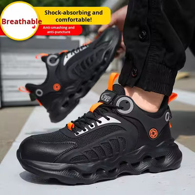 Giày bảo hộ lao động TPU Flying Knit với đế EVA cho an toàn công nghiệp, đế giữa Kevlar, mũi thép, chống đâm thủng và chống va đập