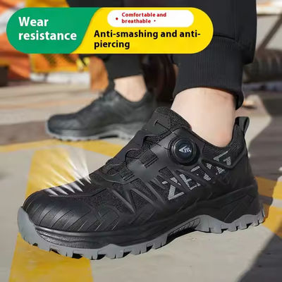 Giày an toàn công nghiệp KPU + Flying Knit Giày làm việc cao su Kevlar Mid Sole Anti-stab Steel Toe BOA Rotating Buttons Giày an toàn